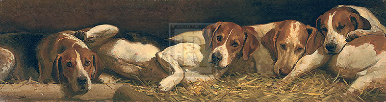 "Foxhounds at Rest" horse racing artwork