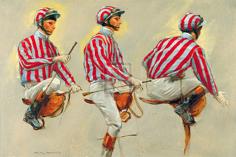 "Jockey in the Striped Silks" horse racing artwork