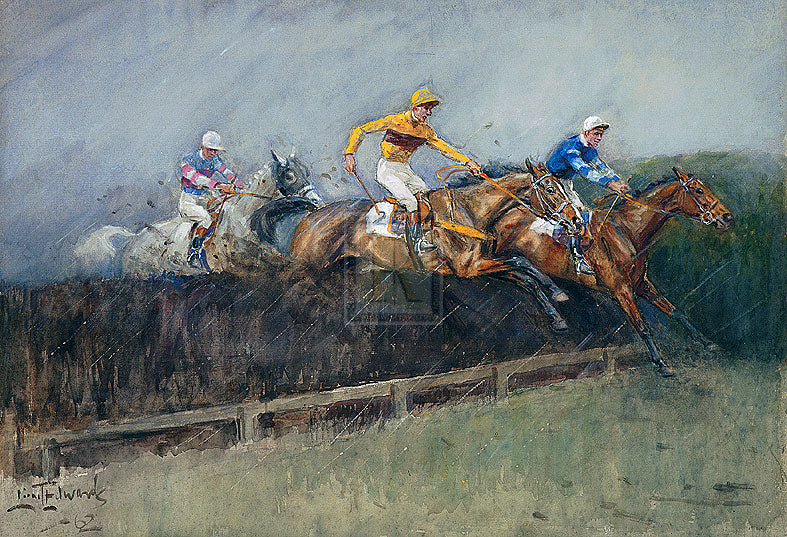 "Battle of the Giants" horse racing artwork