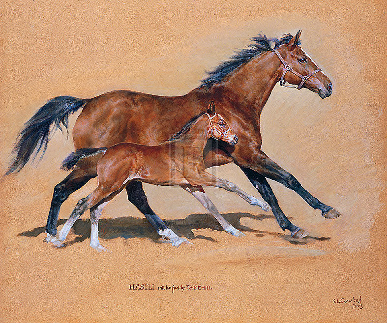 "Hasili with her Foal by Danehill" horse racing artwork