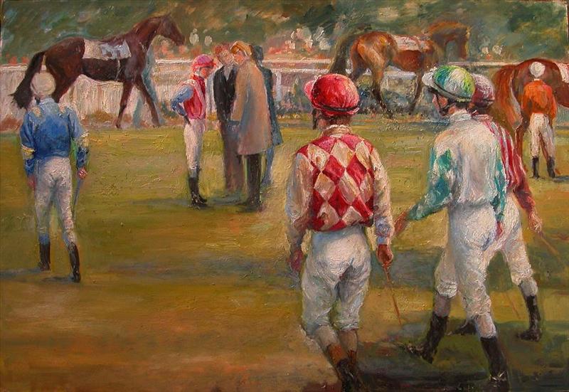 "Off to Work" horse racing artwork