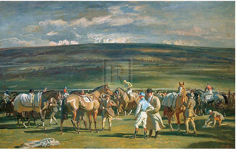 "In the Saddling Paddock; March Meeting; Cheltenham" horse racing artwork