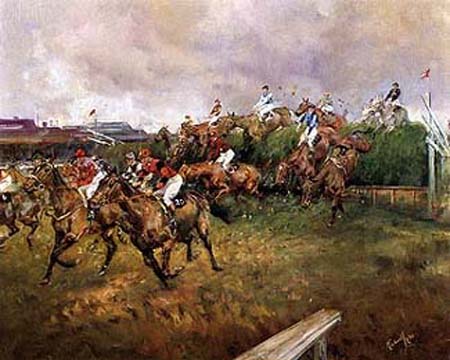 MICHAEL LYNE (British; 1912-1989) horse racing artwork