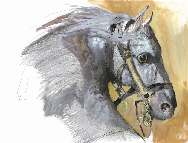 "Charger" horse racing artwork