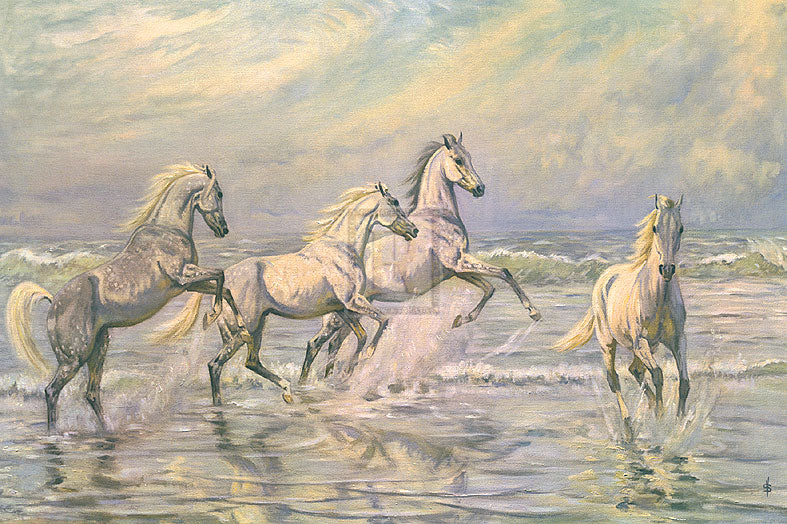 "High Spirits" horse racing artwork
