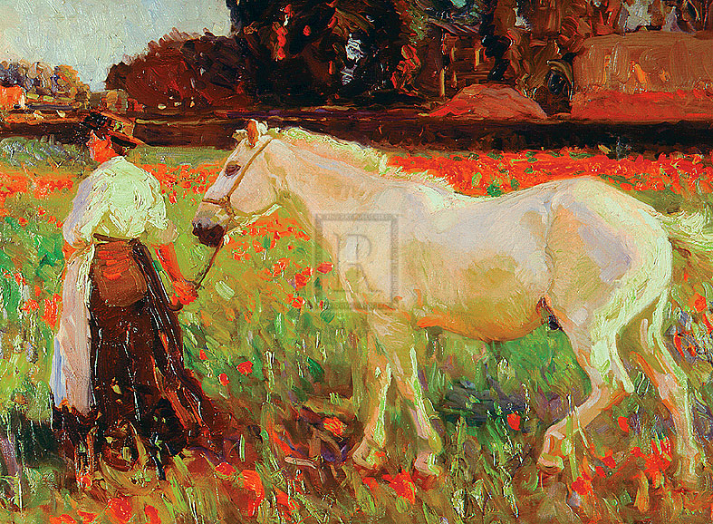 "The Poppy Field" horse racing artwork