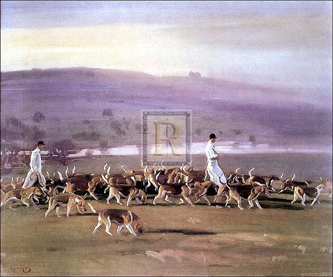 "Belvoir Hounds exercising in the Park" horse racing artwork