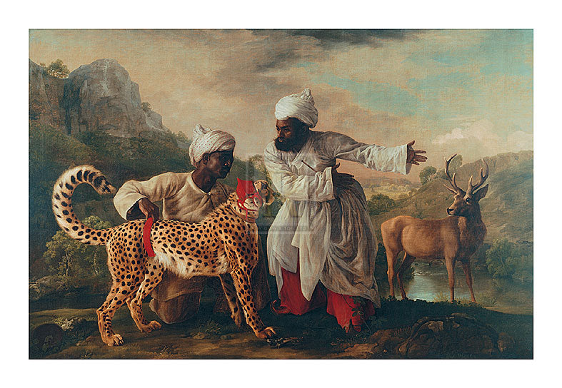 "A Cheetah and Stag with two Indians" horse racing artwork