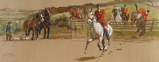 "Rails" horse racing artwork