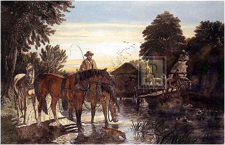 "Evening" horse racing artwork