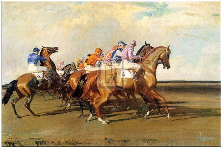 "Under Starter's Orders" horse racing artwork