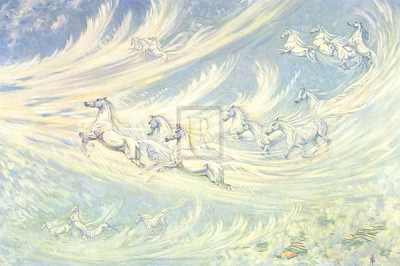 "Mares' Tails in the Sky" horse racing artwork