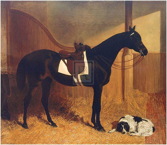 "Askar and Roger in a Loose Box" horse racing artwork