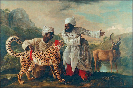"Cheetah and Stag With Two Indians" horse racing artwork