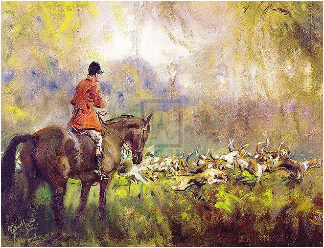 "Cub Hunting" horse racing artwork