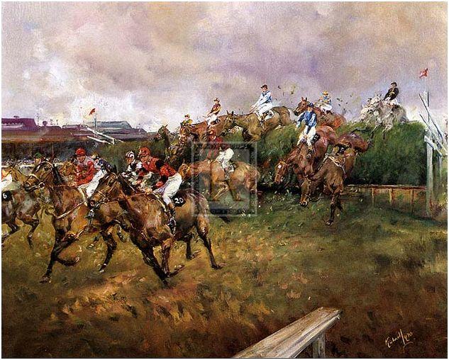 "First Time Round - Becher's Brook" horse racing artwork