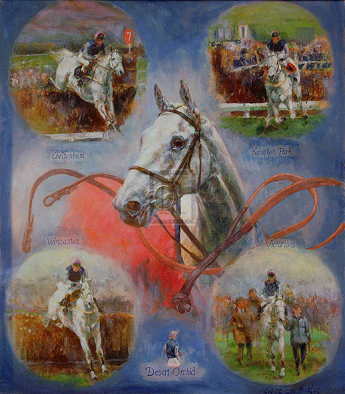 "Desert Orchid" horse racing artwork
