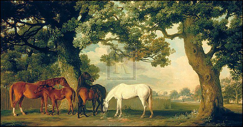 "Green Pastures" horse racing artwork