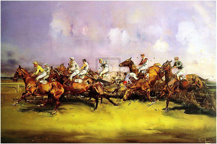 "The Hurdle Race" horse racing artwork