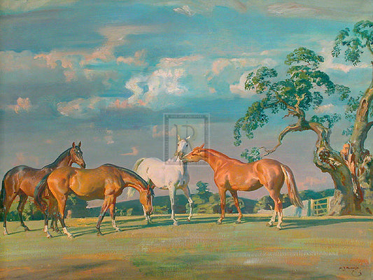 "Rose; Wildbird; Peggy and Stockings" horse racing artwork