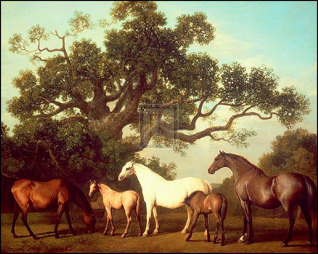"Mares and Foals" horse racing artwork