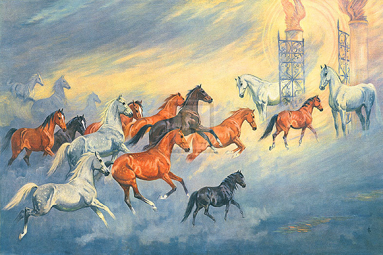 "Into the Happy Lands" horse racing artwork
