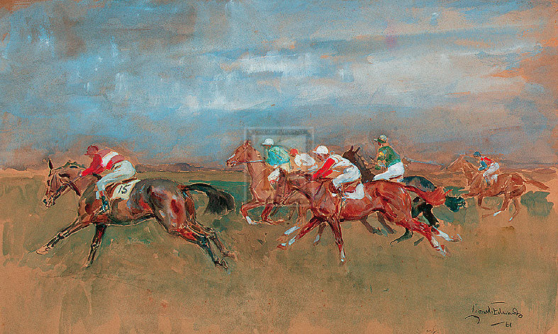 "The Start; Newmarket" horse racing artwork