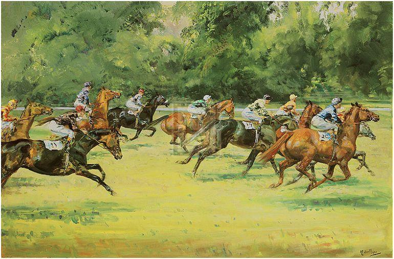 "They Are Off" horse racing artwork