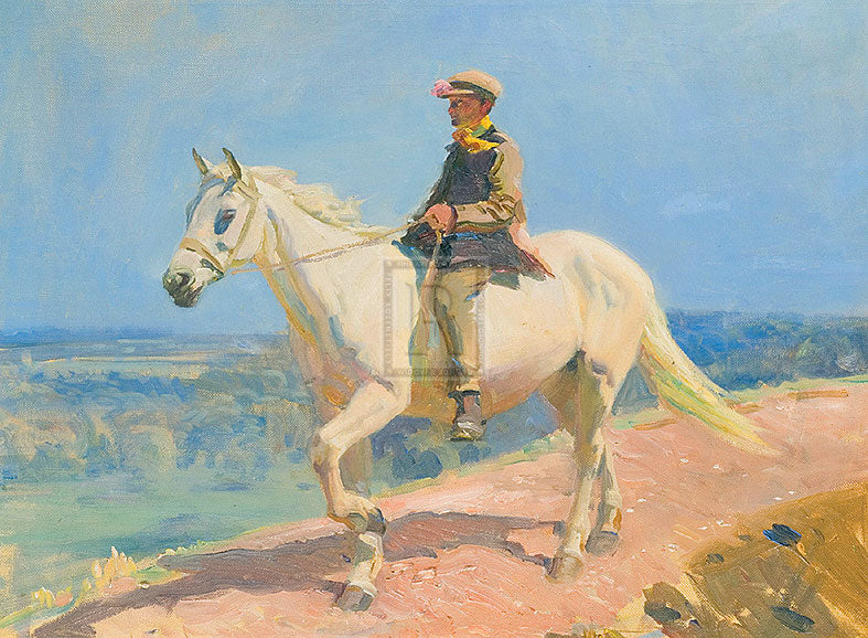 "Shrimp on a Grey Welsh Pony" horse racing artwork