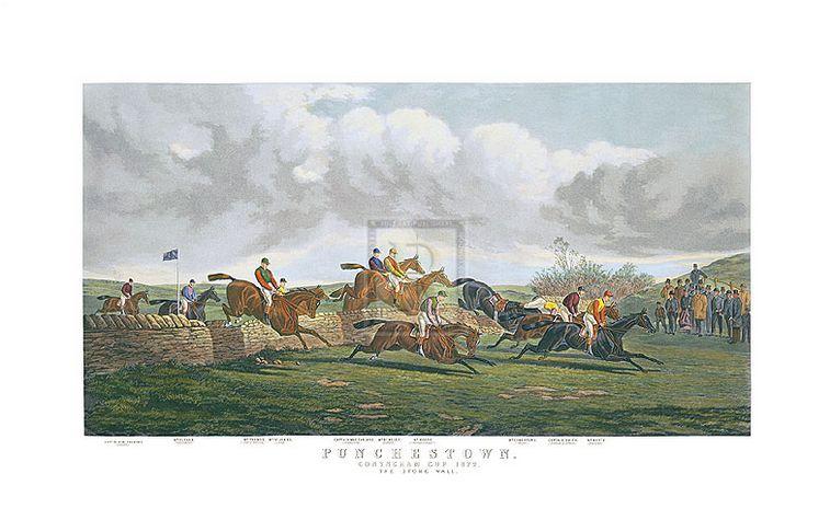 "The Stone Wall; Punchestown" horse racing artwork
