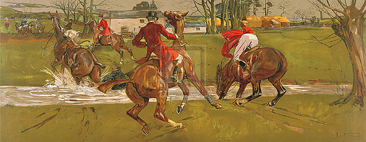 "Water Jump" horse racing artwork