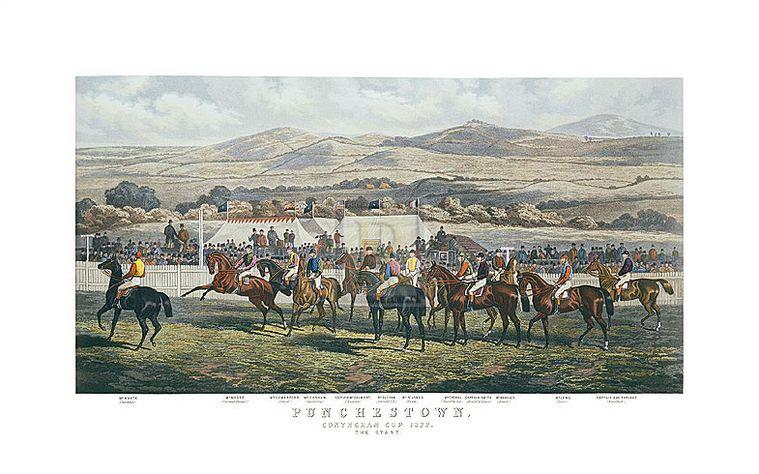 "The Start; Punchestown" horse racing artwork