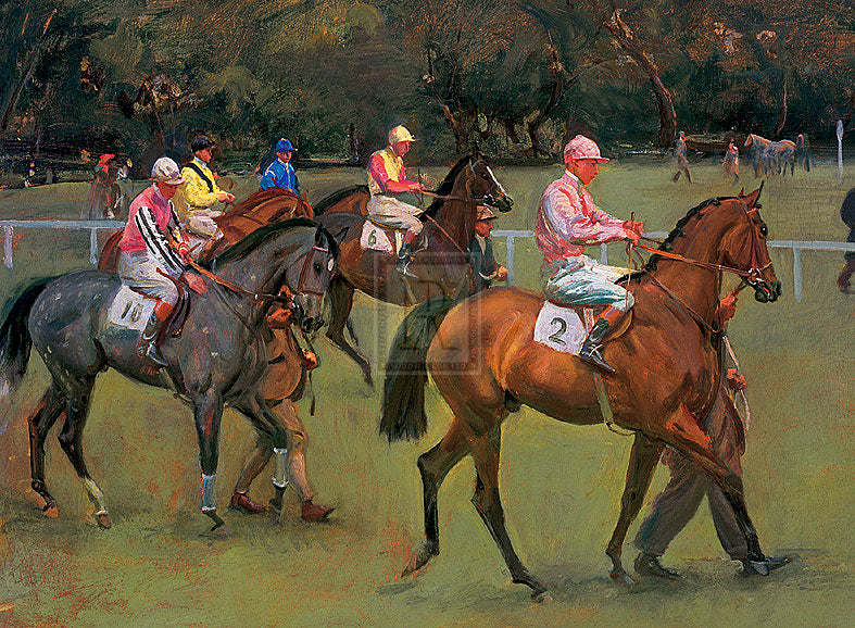 "At The Races (Going out at Kempton)" horse racing artwork