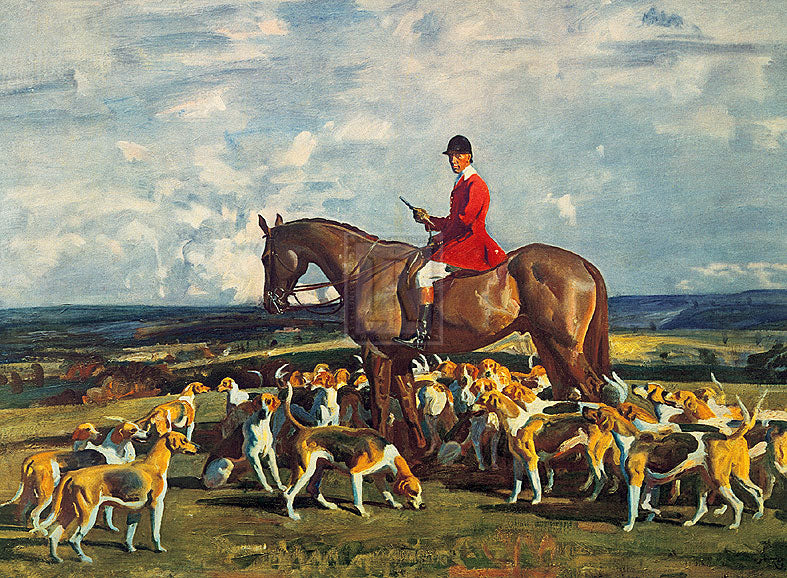 "Stanley Barker and the Pytchley Hounds" horse racing artwork