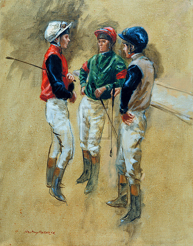 "Three Jockeys" horse racing artwork