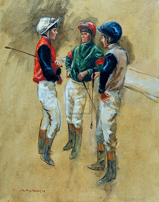 "Three Jockeys" horse racing artwork